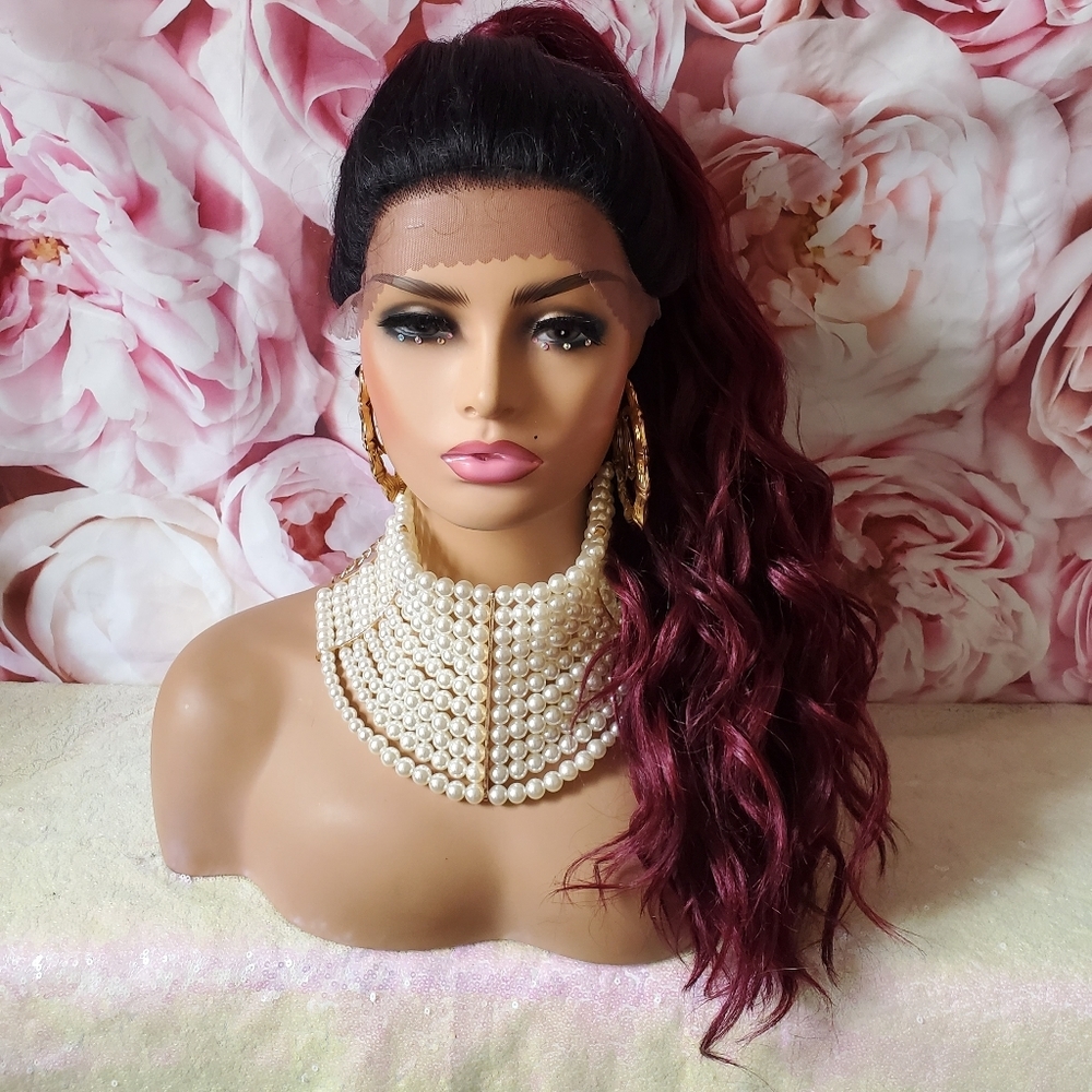 Human hair blend lace front 360 wig